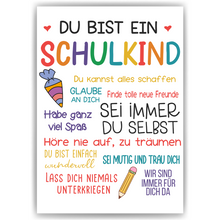 Laden Sie das Bild in den Galerie-Viewer, Schulkind Einschulung Geschenk Jungen Mädchen Einschulungsposter Schulanfang
