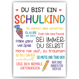 Schulkind Einschulung Geschenk Jungen Mädchen Einschulungsposter Schulanfang