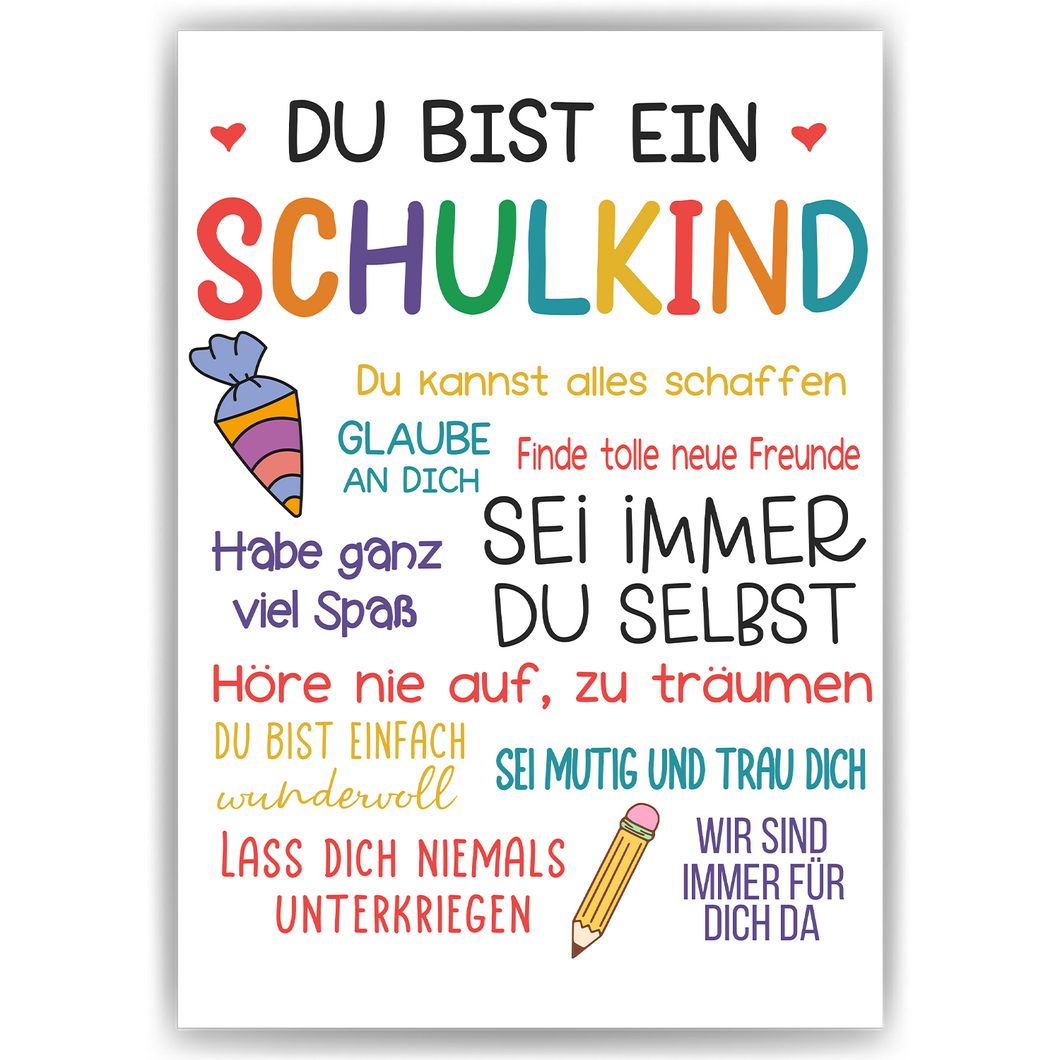 Schulkind Einschulung Geschenk Jungen Mädchen Einschulungsposter Schulanfang
