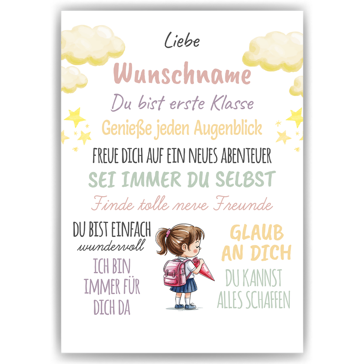 Einschulung Personalisiertes Geschenk Mädchen Schulanfang Schultüte
