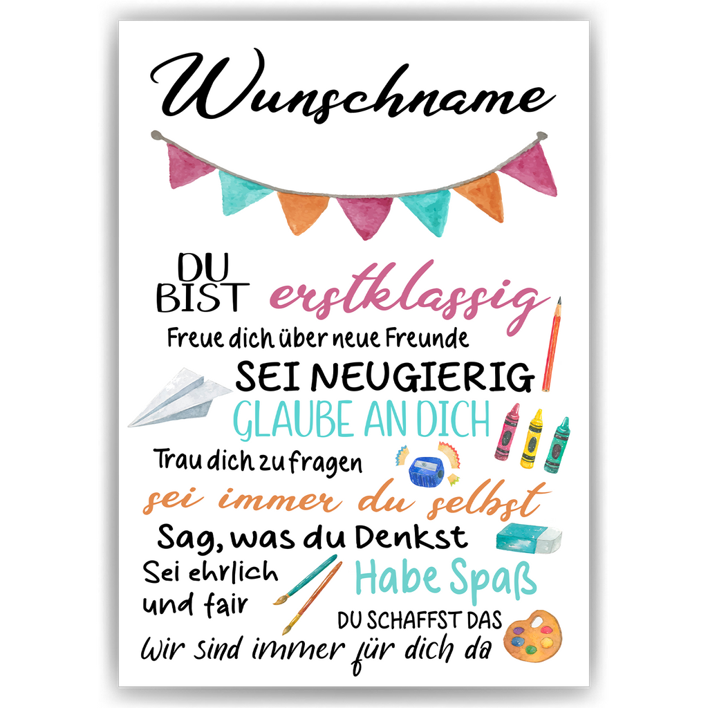 Personalisiertes Geschenk Schulanfang Affirmation Motivation Schulkind