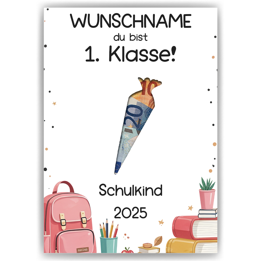 Personalisiertes Geldgeschenk zum Schulanfang Schultüte 1. Klasse Schulkind