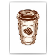 Laden Sie das Bild in den Galerie-Viewer, Coffee To Go Poster Vintage Kaffeebecher Wandbild Café Deko
