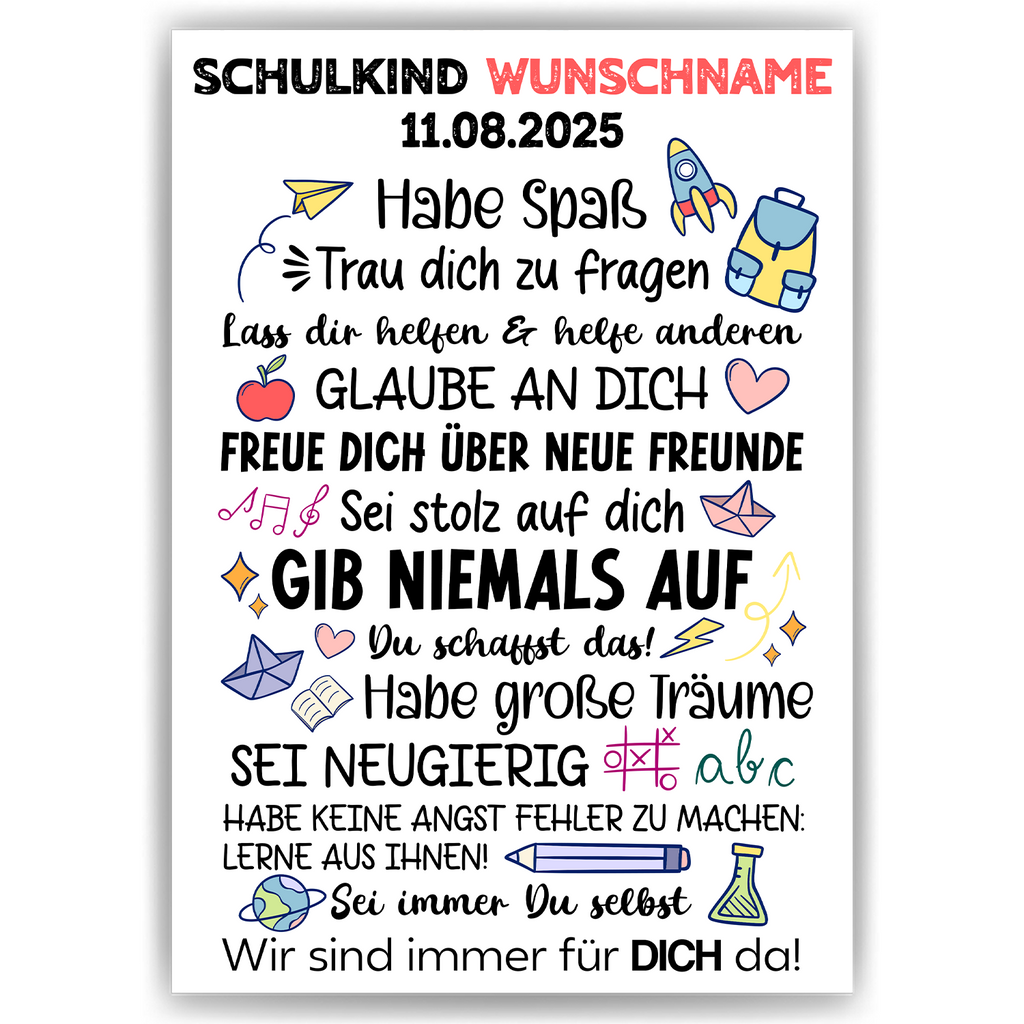 Personalisiertes Geschenk Schulanfang Affirmation Schultüte Einschulung