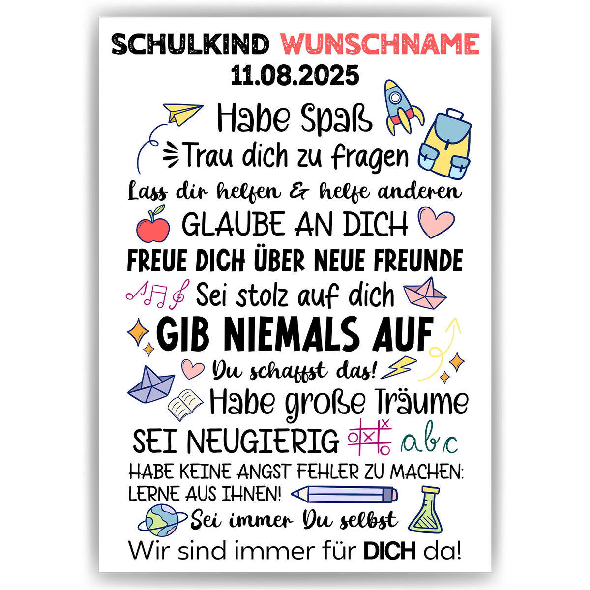 Personalisiertes Geschenk Schulanfang Affirmation Schultüte Einschulung