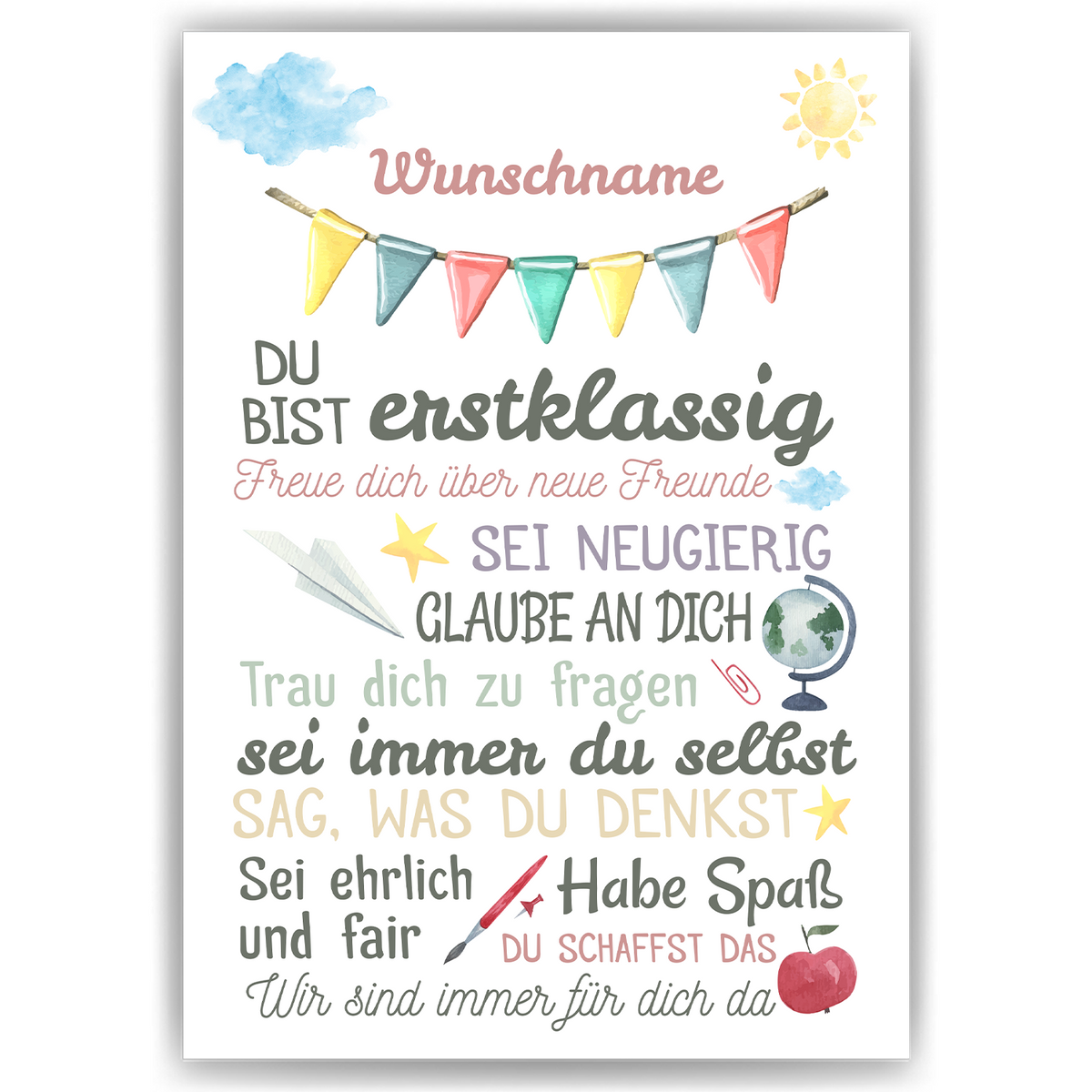 Personalisiertes Geschenk zum Schulanfang Affirmation Motivation Selbstvertrauen