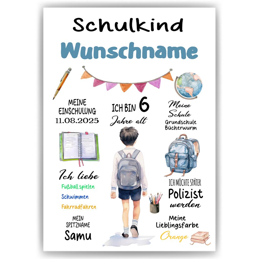 Personalisiertes Geschenk zur Einschulung Jungen Schulanfang Schultüte