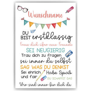 Personalisiertes Geschenk zum Schulanfang Affirmation Motivation Schulkind