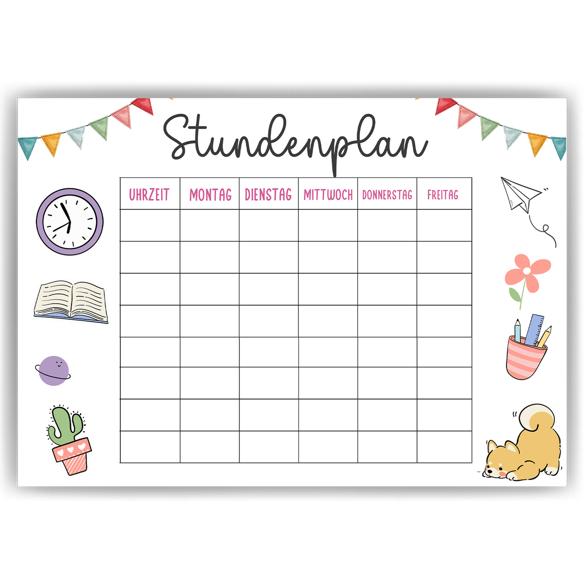 Stundenplan Grundschule Schulkind Einschulung Geschenk zum Schulanfang Schulkind