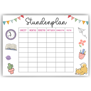 Stundenplan Grundschule Schulkind Einschulung Geschenk zum Schulanfang Schulkind