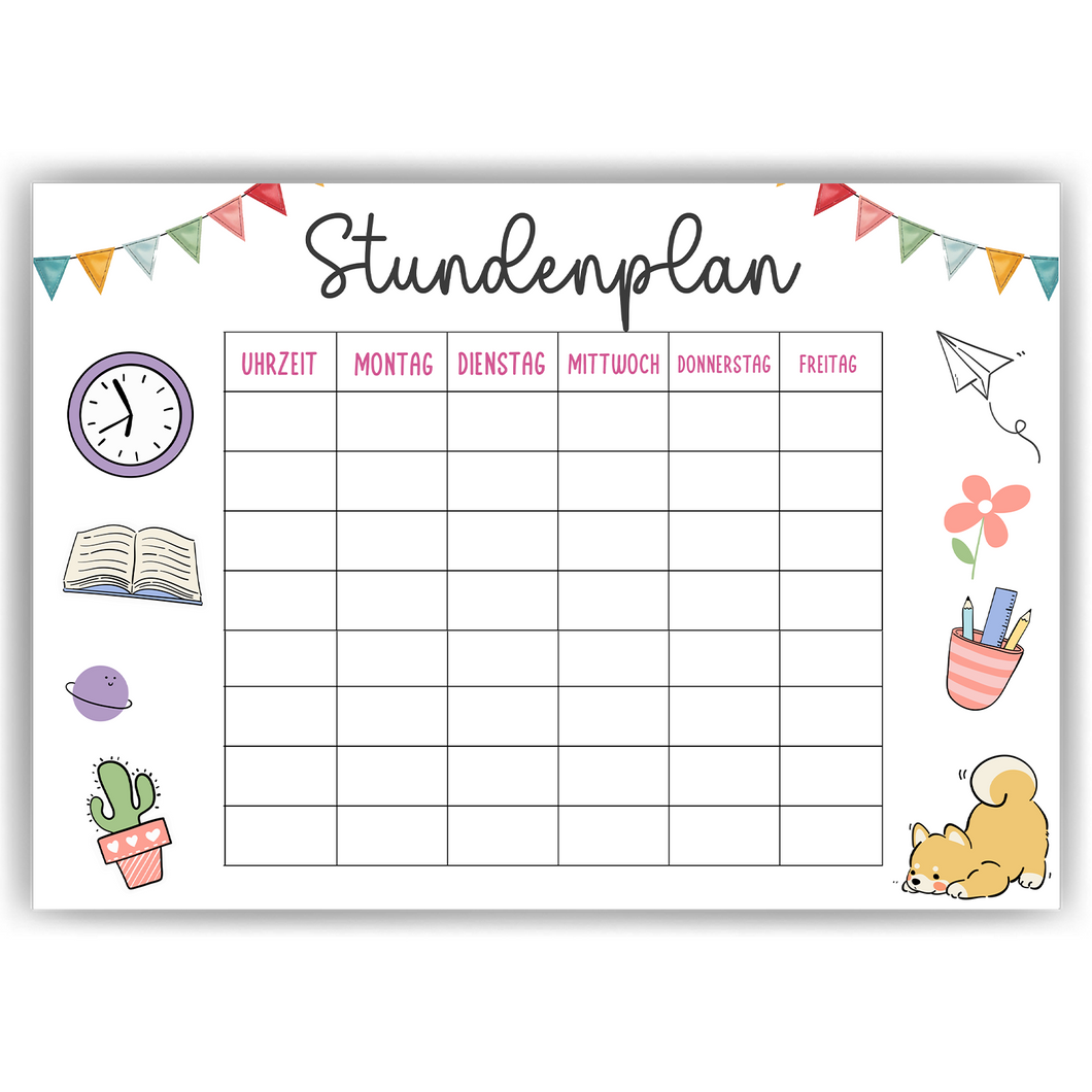 Stundenplan Grundschule Schulkind Einschulung Geschenk zum Schulanfang Schulkind
