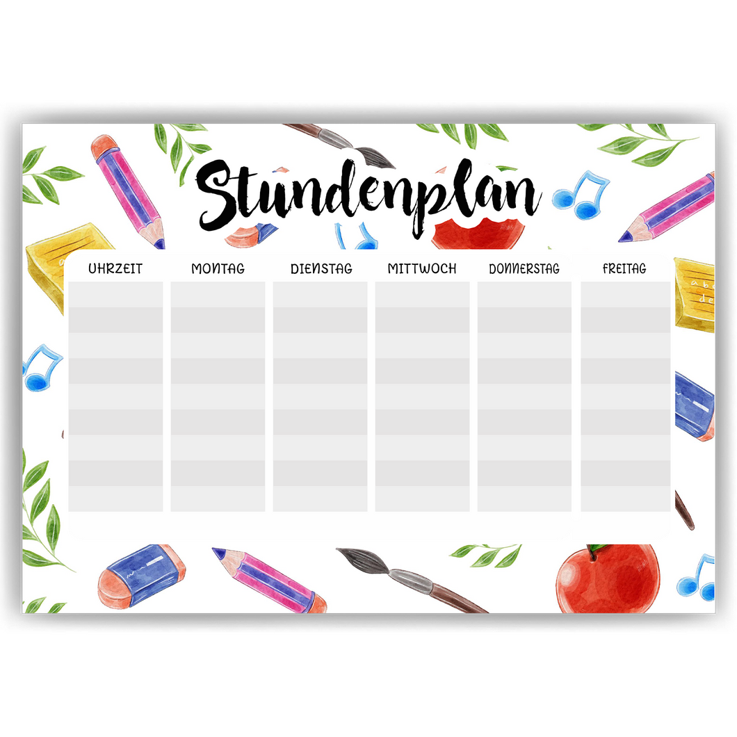 Grundschule Stundenplan Schulkind Einschulung Geschenk zum Schulanfang Schulkind