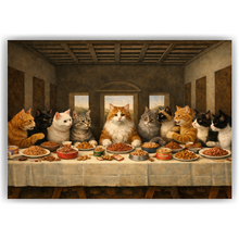 Laden Sie das Bild in den Galerie-Viewer, Katzen Abendmahl Poster – Lustige Kunst Parodie mit Katzen, Geschenkidee
