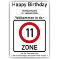 Willkommen in der 11 Zone – Poster zum 11. Geburtstag, personalisiert mit Name und Datum