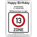 Willkommen in der 13 Zone – Poster zum 13. Geburtstag, personalisiert mit Name und Datum