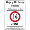 Willkommen in der 14 Zone – Poster zum 14. Geburtstag, personalisiert mit Name und Datum
