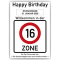 16. Geburtstag Geschenk personalisiert Verkehrszeichen Deko Geburtstagsgeschenk Happy Birthday Geburtstagskarte