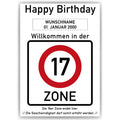 Willkommen in der 17 Zone – Poster zum 17. Geburtstag, personalisiert mit Name und Datum