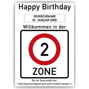 2. Geburtstag Geschenk personalisiert Verkehrszeichen Deko Geburtstagsgeschenk Happy Birthday Geburtstagskarte