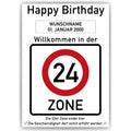 Willkommen in der 24 Zone – Poster zum 24. Geburtstag, personalisiert mit Name und Datum