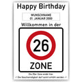 26. Geburtstag Geschenk personalisiert Verkehrszeichen Deko Geburtstagsgeschenk Happy Birthday Geburtstagskarte