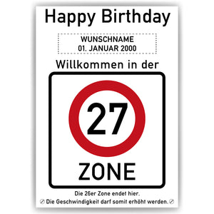 27. Geburtstag Geschenk personalisiert Verkehrszeichen Deko Geburtstagsgeschenk Happy Birthday Geburtstagskarte