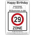 29. Geburtstag Geschenk personalisiert Verkehrszeichen Deko Geburtstagsgeschenk Happy Birthday Geburtstagskarte