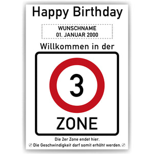 3. Geburtstag Geschenk personalisiert Verkehrszeichen Deko Geburtstagsgeschenk Happy Birthday Geburtstagskarte