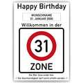 Willkommen in der 31 Zone – Poster zum 31. Geburtstag, personalisiert mit Name und Datum