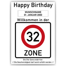 Laden Sie das Bild in den Galerie-Viewer, 32. Geburtstag Geschenk personalisiert Verkehrszeichen Deko Geburtstagsgeschenk Happy Birthday Geburtstagskarte
