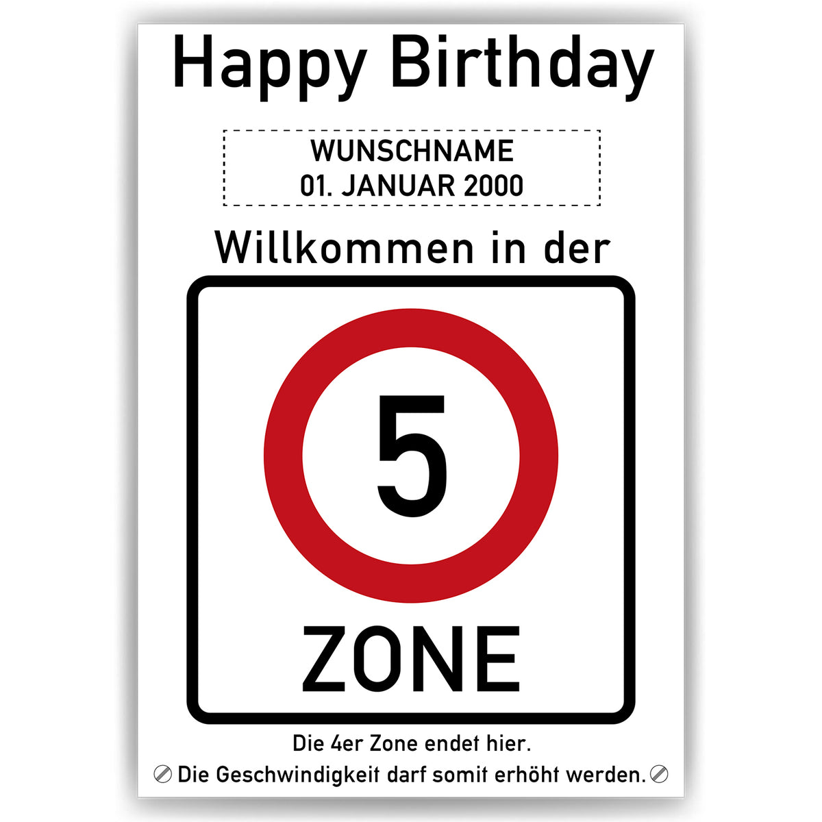 5. Geburtstag Geschenk personalisiert Verkehrszeichen Deko Geburtstagsgeschenk Happy Birthday Geburtstagskarte