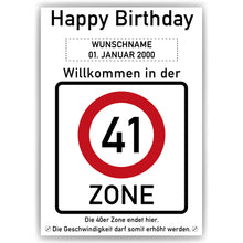 Laden Sie das Bild in den Galerie-Viewer, 41. Geburtstag Geschenk personalisiert Verkehrszeichen Deko Geburtstagsgeschenk Happy Birthday Geburtstagskarte
