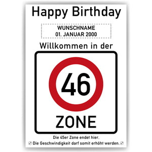 46. Geburtstag Geschenk personalisiert Verkehrszeichen Deko Geburtstagsgeschenk Happy Birthday Geburtstagskarte