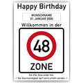 Willkommen in der 48 Zone – Poster zum 48. Geburtstag, personalisiert mit Name und Datum