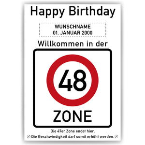 48. Geburtstag Geschenk personalisiert Verkehrszeichen Deko Geburtstagsgeschenk Happy Birthday Geburtstagskarte