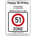 51. Geburtstag Geschenk personalisiert Verkehrszeichen Deko Geburtstagsgeschenk Happy Birthday Geburtstagskarte