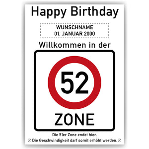 52. Geburtstag Geschenk personalisiert Verkehrszeichen Deko Geburtstagsgeschenk Happy Birthday Geburtstagskarte