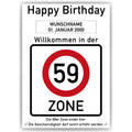 Willkommen in der 59 Zone – Poster zum 59. Geburtstag, personalisiert mit Name und Datum