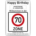 70. Geburtstag Geschenk personalisiert Verkehrszeichen Deko Geburtstagsgeschenk Happy Birthday Geburtstagskarte