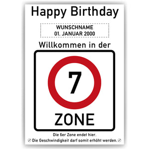 7. Geburtstag Geschenk personalisiert Verkehrszeichen Deko Geburtstagsgeschenk Happy Birthday Geburtstagskarte