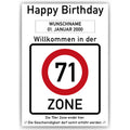 Willkommen in der 71 Zone – Poster zum 71. Geburtstag, personalisiert mit Name und Datum