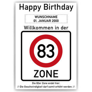 83. Geburtstag Geschenk personalisiert Verkehrszeichen Deko Geburtstagsgeschenk Happy Birthday Geburtstagskarte