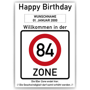 84. Geburtstag Geschenk personalisiert Verkehrszeichen Deko Geburtstagsgeschenk Happy Birthday Geburtstagskarte