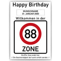 Willkommen in der 88 Zone – Poster zum 88. Geburtstag, personalisiert mit Name und Datum