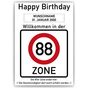 88. Geburtstag Geschenk personalisiert Verkehrszeichen Deko Geburtstagsgeschenk Happy Birthday Geburtstagskarte