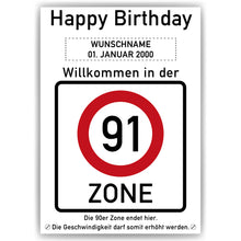 Laden Sie das Bild in den Galerie-Viewer, 91. Geburtstag Geschenk personalisiert Verkehrszeichen Deko Geburtstagsgeschenk Happy Birthday Geburtstagskarte
