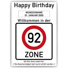 Laden Sie das Bild in den Galerie-Viewer, 92. Geburtstag Geschenk personalisiert Verkehrszeichen Deko Geburtstagsgeschenk Happy Birthday Geburtstagskarte
