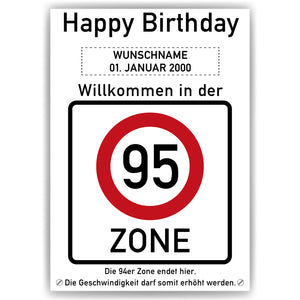 95. Geburtstag Geschenk personalisiert Verkehrszeichen Deko Geburtstagsgeschenk Happy Birthday Geburtstagskarte