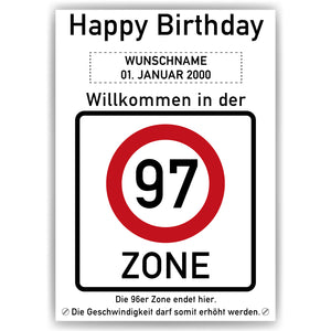 97. Geburtstag Geschenk personalisiert Verkehrszeichen Deko Geburtstagsgeschenk Happy Birthday Geburtstagskarte