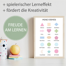 Laden Sie das Bild in den Galerie-Viewer, Kinderposter Geometrie Formen Lernposter Kinderzimmer Wandbild Einschulung Kindergarten Grundschule Lernhilfe für Kinder
